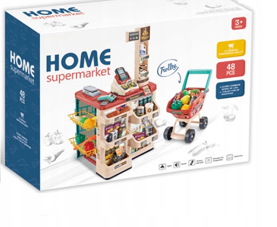 LT184 SUPERMARKET Z TERMINALEM PŁATNICZYM DUŻY SKLEP DLA DZIECI KASA WÓZEK