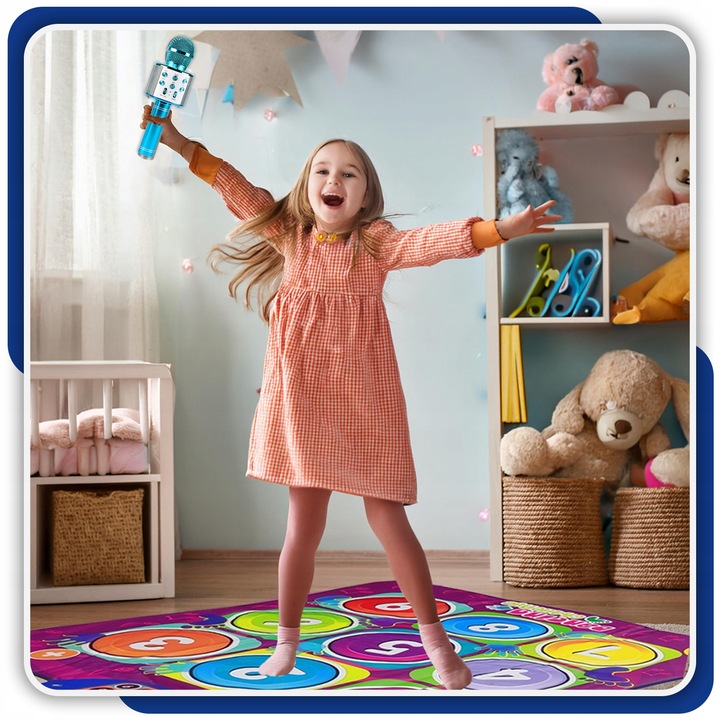 MATA MUZYCZNA do TAŃCZENIA TAŃCA + MIKROFON KARAOKE GŁOŚNIK BLUETOOTH 2W1