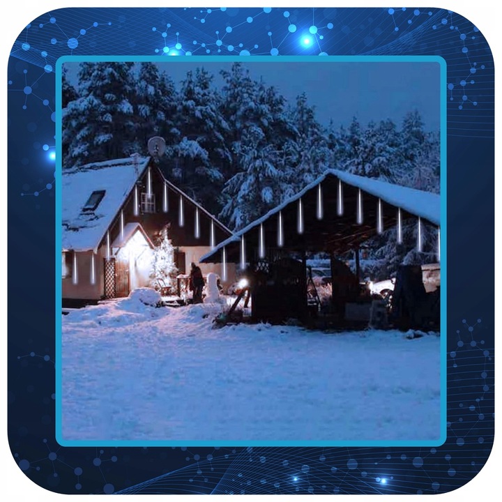 METEORY 50 CM LAMPKI PADAJĄCY ŚNIEG OŚWIETLENIE ŚWIĄTECZNE IP44 360 LED 6M