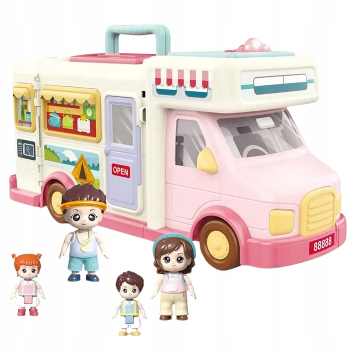 SAMOCHÓD TURYSTYCZNY KAMPER ZESTAW KEMPINGOWY FIGURKI DOMEK PIKNIK MELODIE