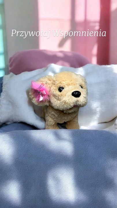 INTERAKTYWNY PIESEK PLUSZOWY NA SMYCZY CHODZĄCY SZCZEKAJĄCY N BATERIE XXL