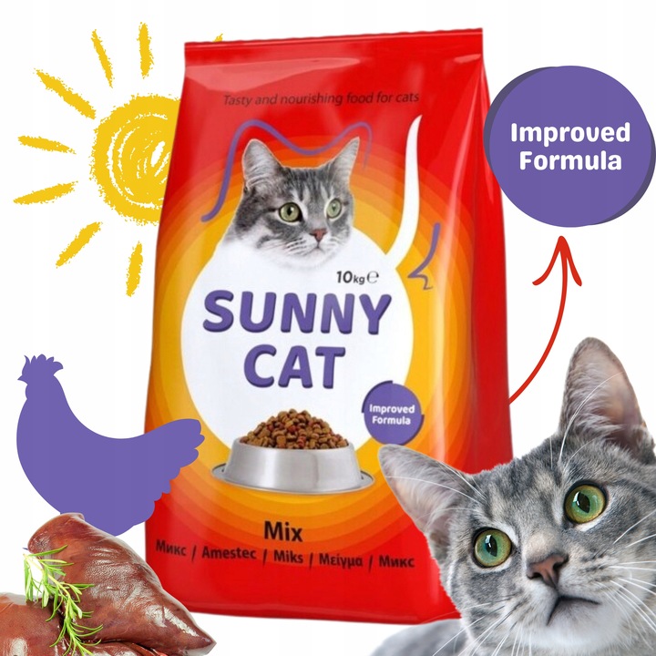 Sunny Cat sucha karma dla kotów Z KURCZAKIEM I WĄTRÓBKĄ 10 kg