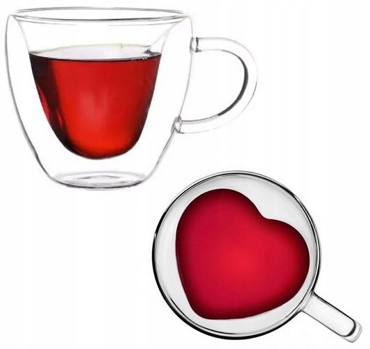SZKLANKI FILIŻANKI TERMICZNE KUBKI DO HERBATY KAWY GRZAŃCA SERCA 250 ml