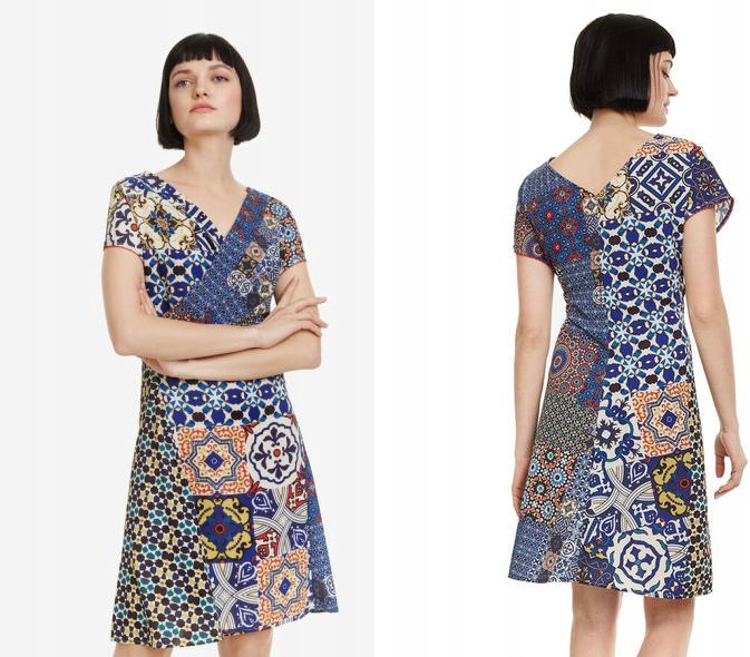 DESIGUAL WZORZYSTA KOLOROWA SUKIENKA (40)