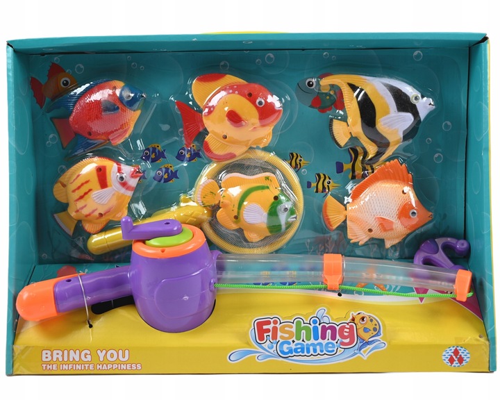 RYBKI Z WĘDKĄ ŁOWIENIE RYBEK NA MAGNES ZESTAW DO WODY DO KĄPIELI DO WANNY