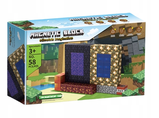 KLOCKI MAGNETYCZNE KOSTKI 3D 2x2 Budowlane Sześciany Zestaw 58 el.