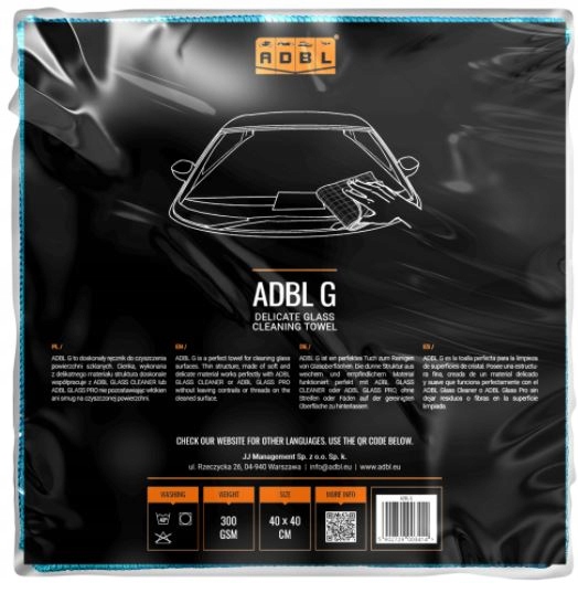 ADBL G BEZSMUGOWA MIKROFIBRA DO CZYSZCZENIA SZYB W AUCIE SZKŁA 40X40 CM