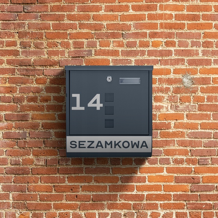 SKRZYNKA POCZTOWA NA LISTY POCZTĘ TUBA NA GAZETY ANTRACYT + NAPIS ADRES