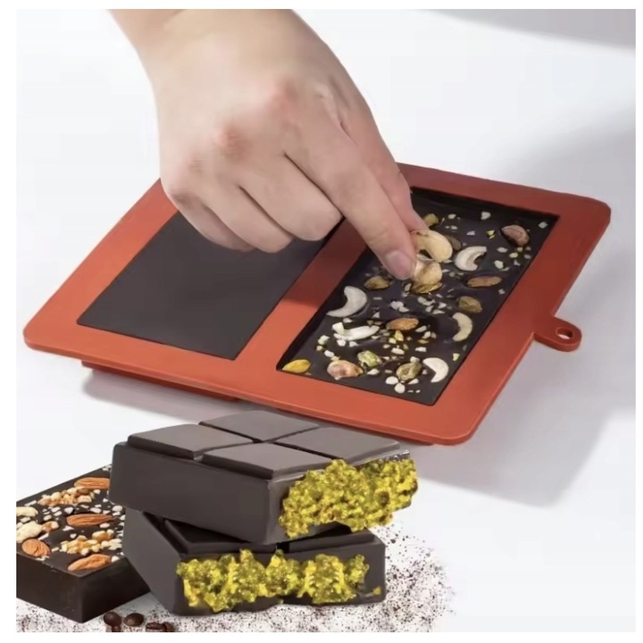 PODWÓJNA GŁĘBOKA FORMA SILIKONOWA DO CZEKOLADY DUBAI CHOCOLATE 20,5X18,5 cm