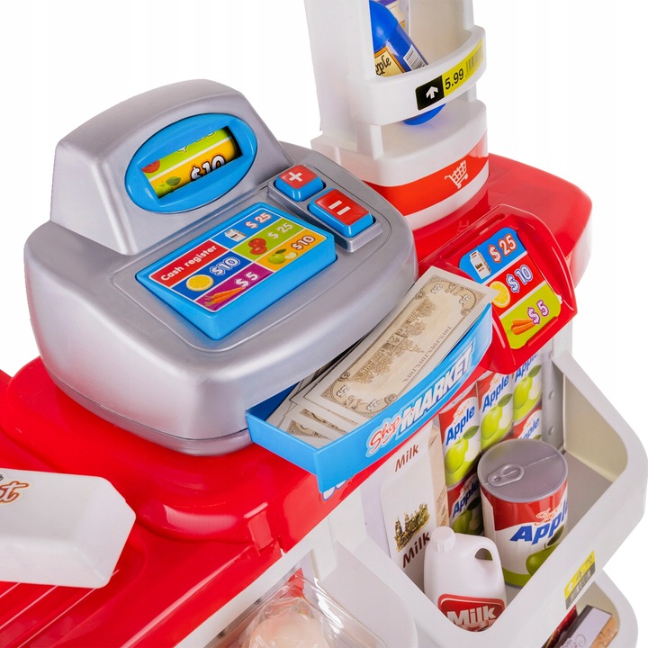 Supermarket Sklep Kasa dla Dzieci Stragan + Wózek Koszyk z Akcesoria Duży