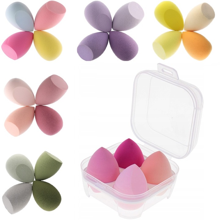 ZESTAW 4 GĄBKI DO MAKIJAŻU GĄBKA BLENDER GĄBECZKI