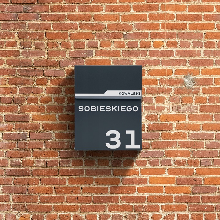 SKRZYNKA POCZTOWA NA LISTY POCZTĘ ANTRACYT + NAPIS ADRES ULICA NUMER