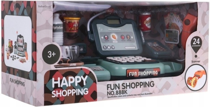 KASA SKLEPOWA DLA DZIECI KOSZYK MIKROFON CZYTNIK