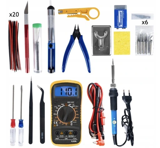 Lutownica ZESTAW NARZĘDZI Multimetr 40 ELEMENTÓW SOLIDNY + GRATIS HAMAK