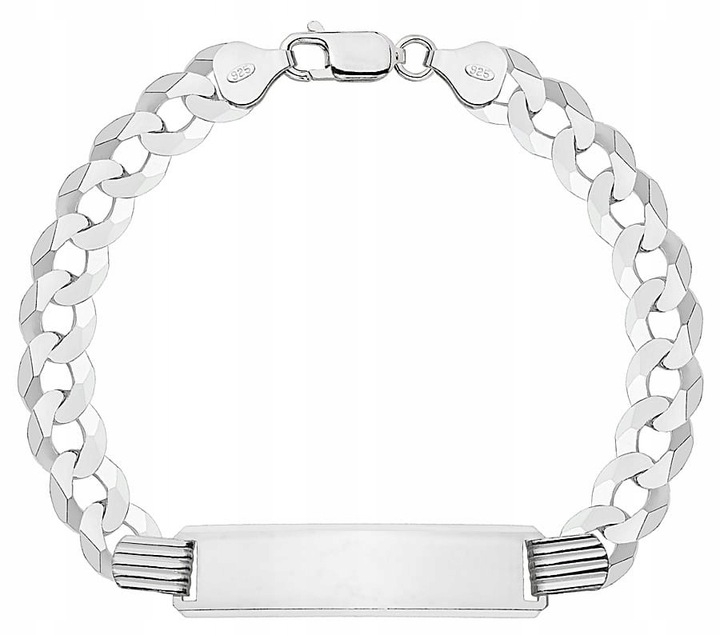 Bransoleta Srebrna Męska Pancerka Pełna z Blaszką pr 925 Grawer Gratis