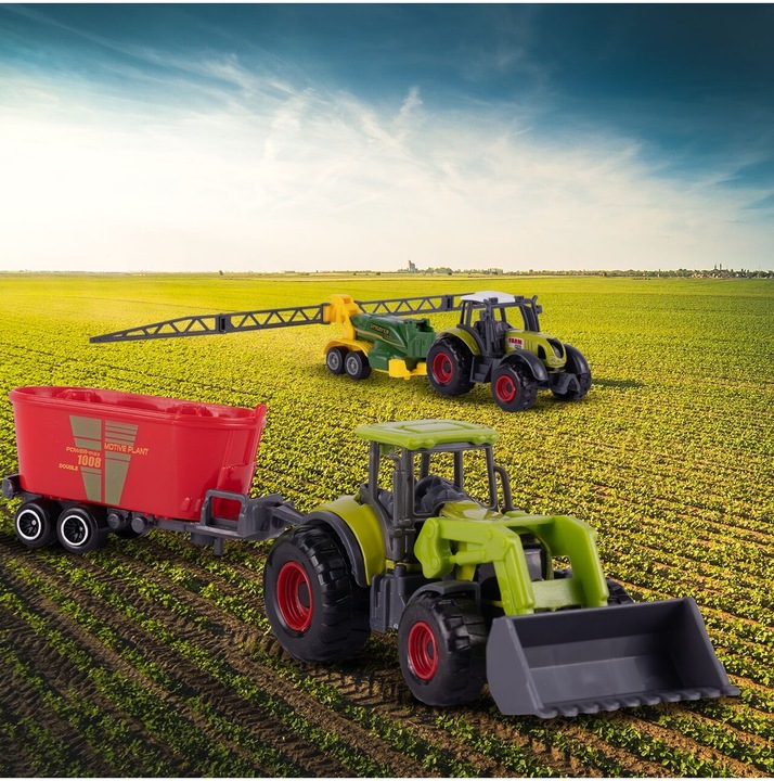 ZESTAW TRAKTOR CIĄGNIK KOMBAJN MASZYNY POJAZDY ROLNICZE ZWIERZĘTA PREZENT