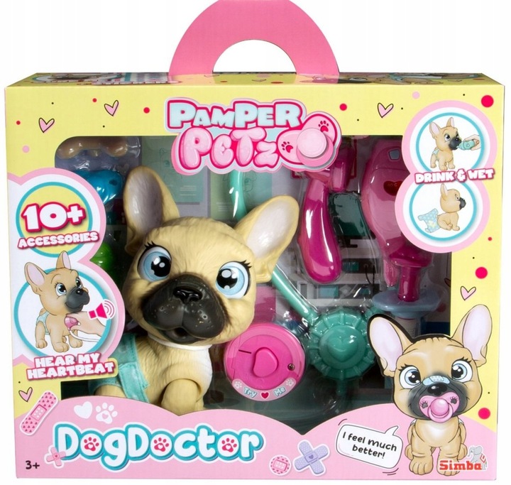 Pamper Petz Interaktywny Zestaw Weterynarza Piesek Buldog Pieluszkowy Gang