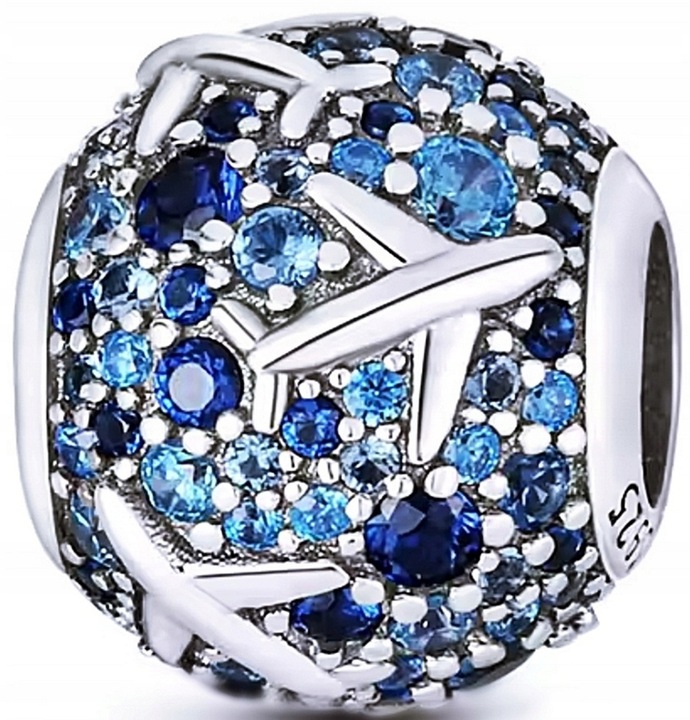 Charms zawieszka podróże srebrny charms samolot s925 + PUDEŁKO Gratis