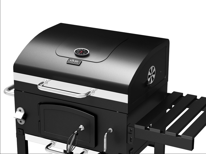 GRILL WĘGLOWY OGRODOWY Koler Ember ch1 RUSZT Z POKRYWĄ POPIELNIK +TERMOMETR