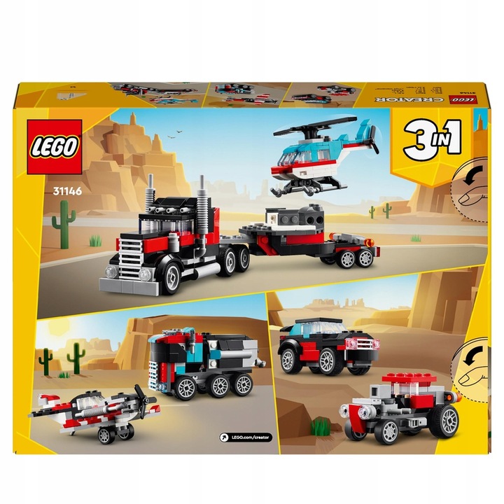 LEGO CREATOR 31146 CIĘŻARÓWKA Z PLATFORMĄ I HELIKOPTER