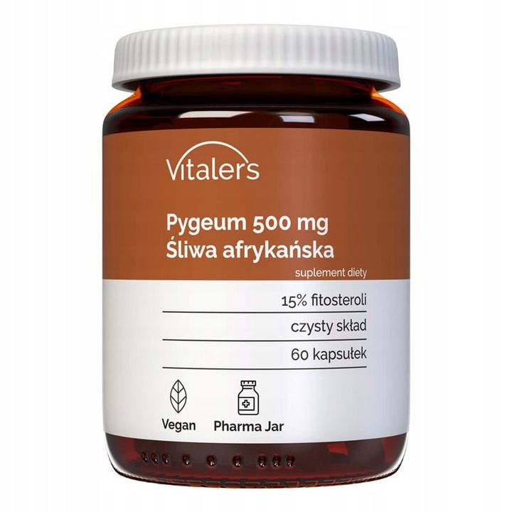Vitaler's Pygeum Śliwa Afrykańska 500 mg Zdrowy Układ Moczowy 60 kapsułek