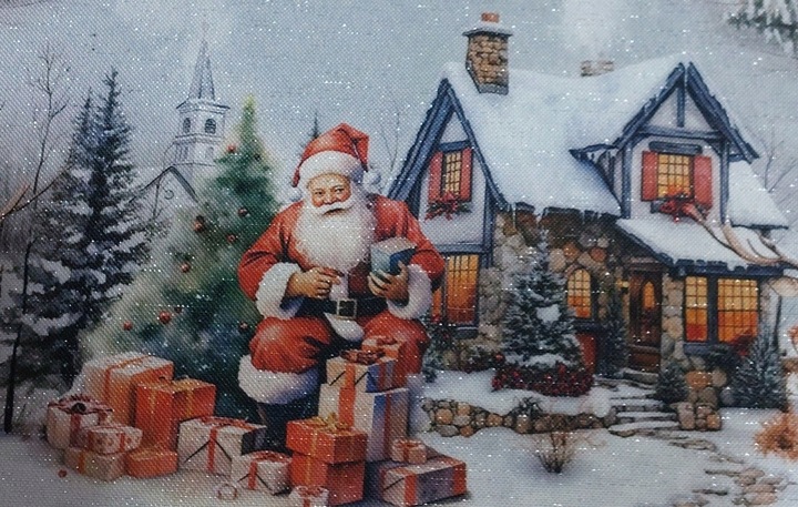 OBRUS ŚWIĄTECZNY 150X225 CM BOŻE NARODZENIE PLAMOODPORNY MIKOŁAJ RENIFER