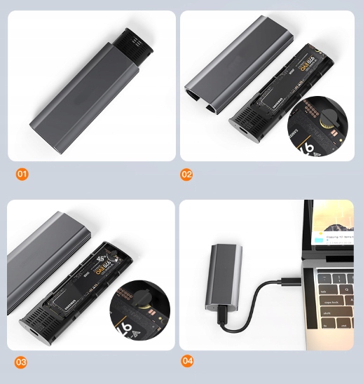 Obudowa na dysk SSD NVME SATA PCIe M.2 USB-C HUB Adapter Kieszeń dysku M2