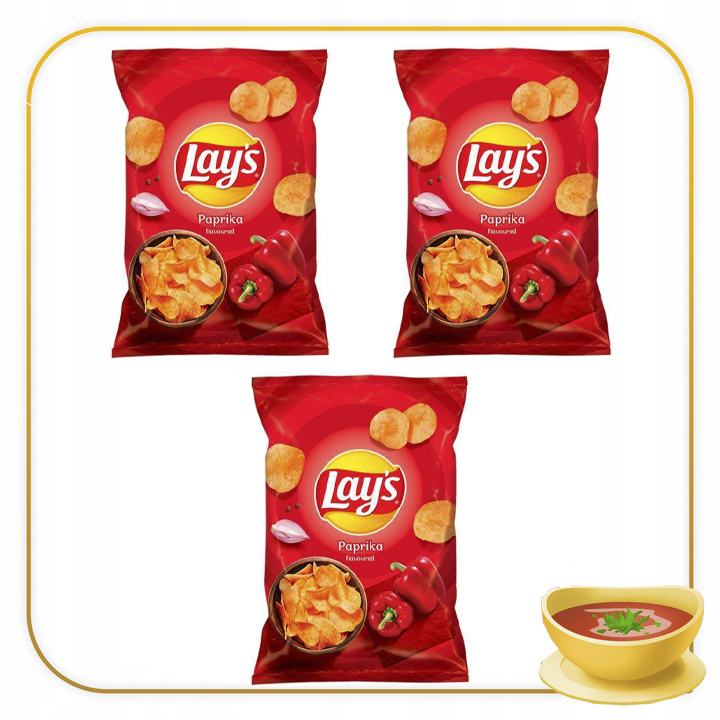 Pakiet 3szt LAYS Chipsy Papryka 130g
