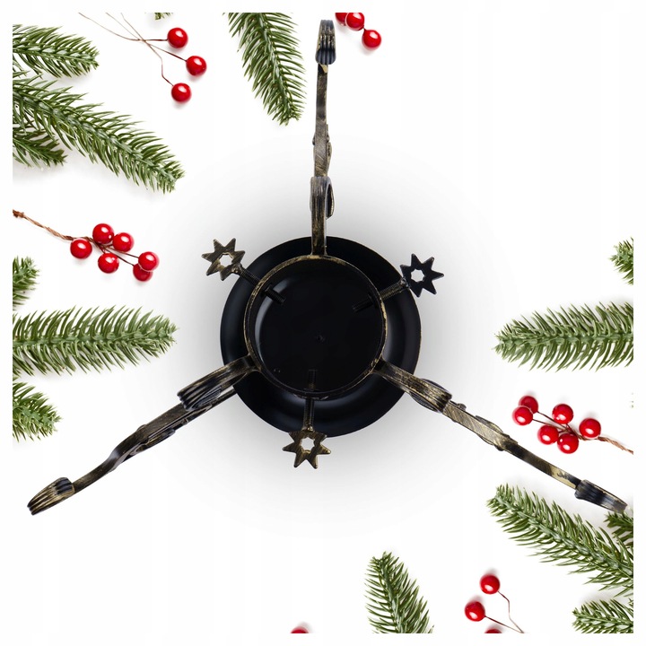 MASYWNY STALOWY KUTY STOJAK CHOINKOWY POD CHOINKĘ Z POJEMNIKIEM NA WODĘ S10