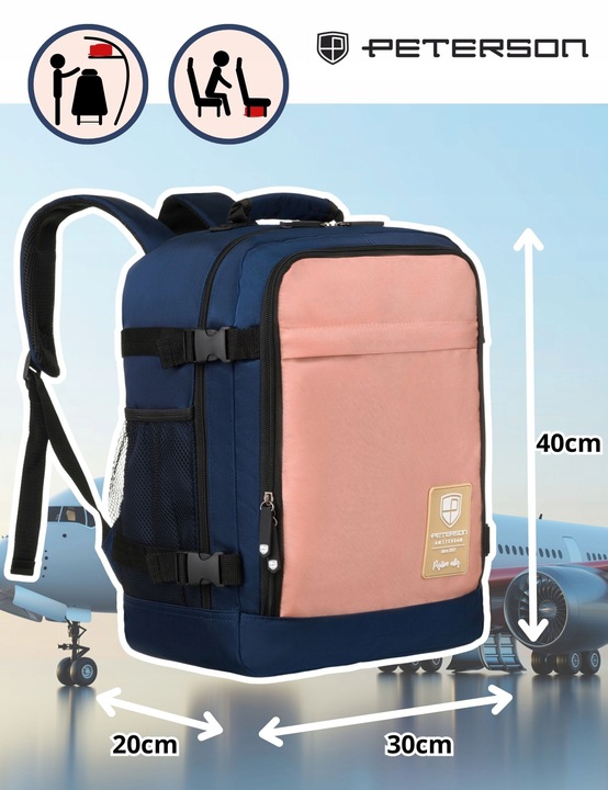 Plecak podróżny kabinowy podręczny pojemny do samolotu Wizzair 40x20x30