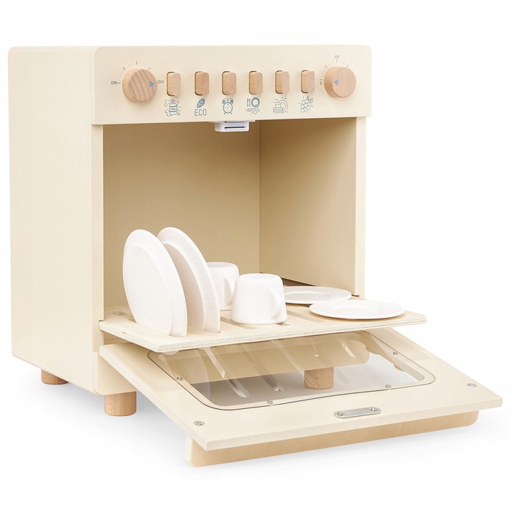 Zmywarka Dla Dzieci Drewniania z Akcesoriami Naczynia Talerze Bezpieczna