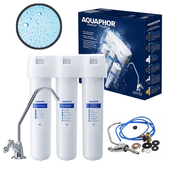 Aquaphor FILTR WODY PITNEJ pod zlew KRYSZTAŁ A na chlor rdzę i MĘTNĄ WODĘ