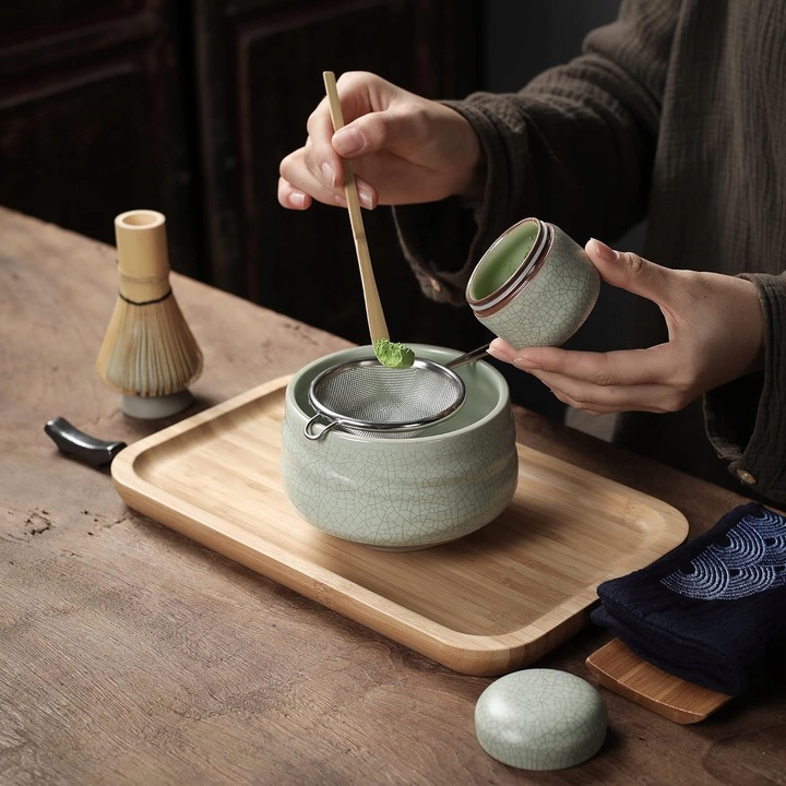 ZESTAW DO HERBATY MATCHA, ZESTAW MIOTEŁKA MATCHA, Z TRZEPACZKĄ 4W1 CERAMIKA