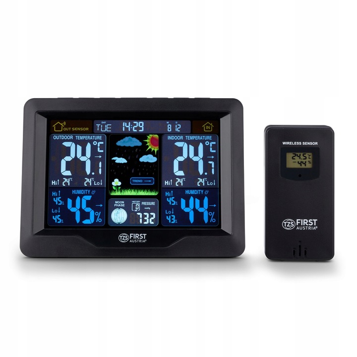 Bezprzewodowa stacja pogody ZEGAR HIGROMETR first austria