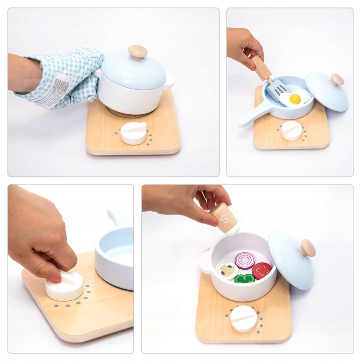 UMU Drewniany zestaw do gotowania dla dzieci 18 elementów