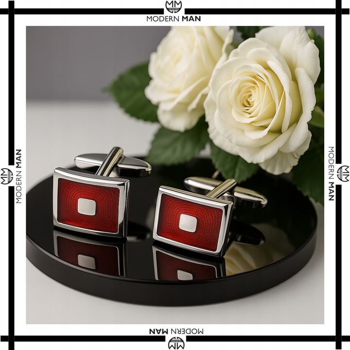 SPINKI DO MANKIETÓW MĘSKIE CZERWONE IDEALNY PREZENT DLA NIEGO