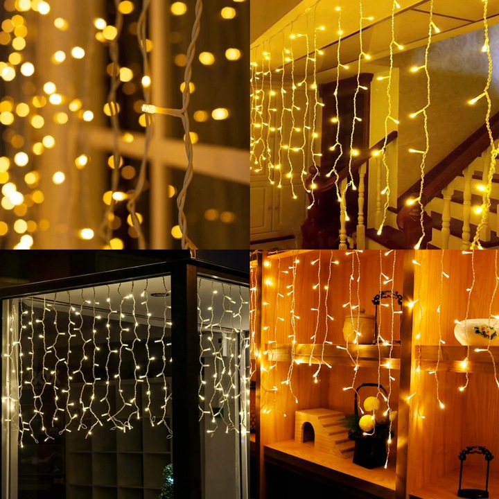 GIRLANDA LED ŚWIĄTECZNA 5M 150 LAMPEK KURTYNA DO DOMU WNĘTRZA NA ZEWNĄTRZ