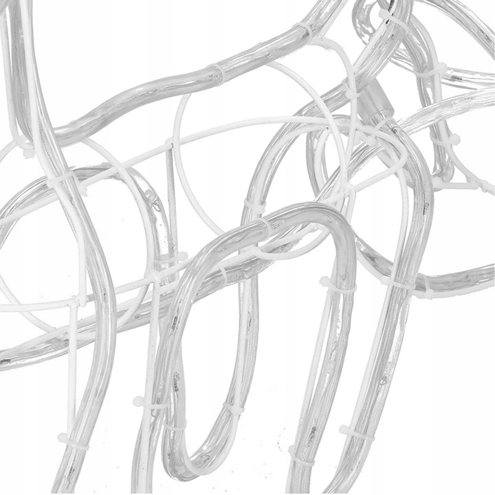 Renifer LED z Saniami na Zewnątrz - Świąteczne Światło FLASH, Biały Zimny