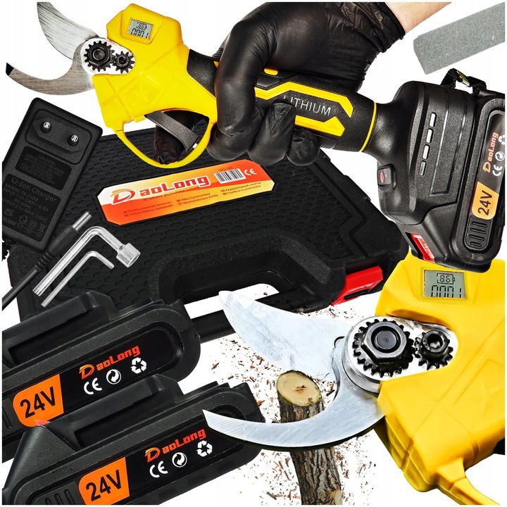 SEKATOR AKUMULATOROWY ELEKTRYCZNY NOŻYCE SEKATOR OGRODOWY MOCNY 2x 24V