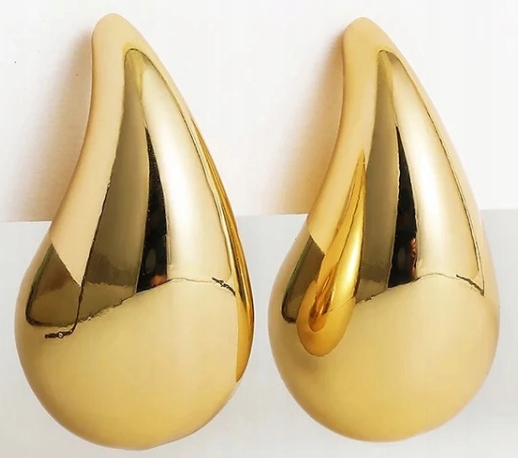 Srebrne kolczyki 925 duże krople łezki sztyfty srebro złocone oryginalne