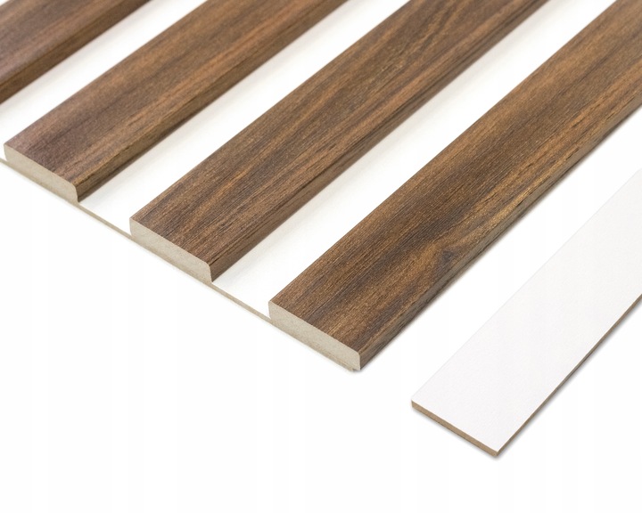 Lamele na białej płycie HDF - zestaw 59,5 cm x 275 cm - DĄB Miodowy i inne
