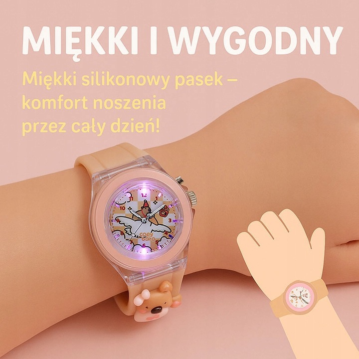 zegarek dziecięcy KAPIBARA dla dziewczynki dzieci ŚWIECĄCY i fosfowyzujący
