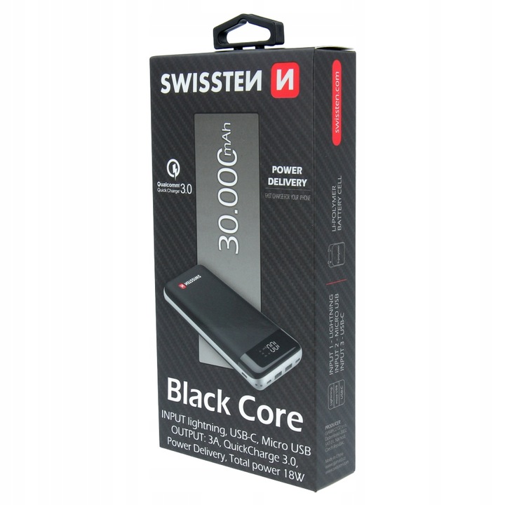 SWISSTEN Powerbank 30000 mAh Quick Charge 3.0 LCD