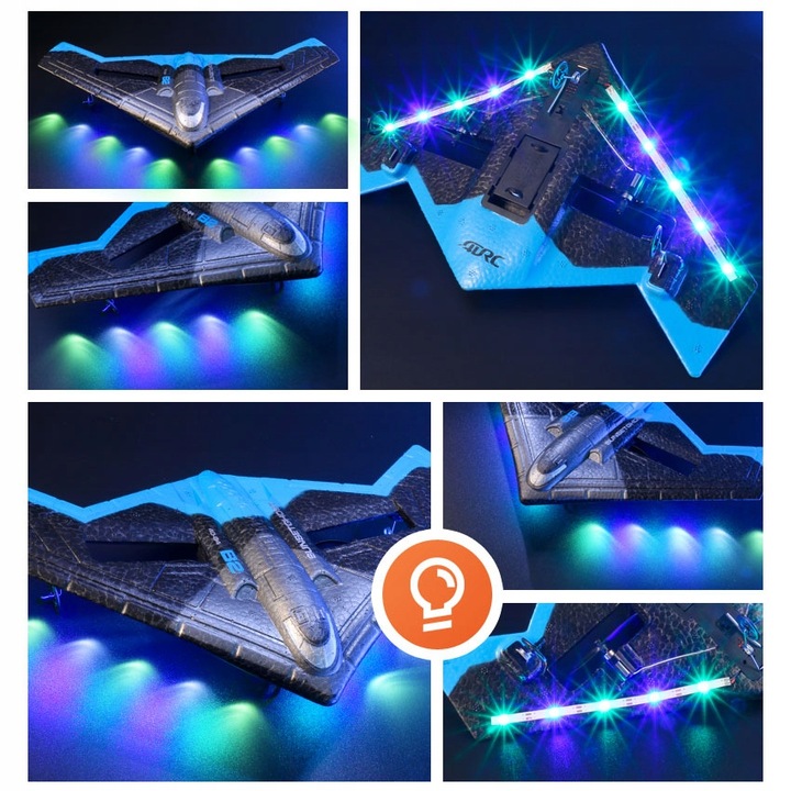 ZDALNIE STEROWANY SAMOLOT ŚWIATŁA LED MYŚLIWIEC NA PILOT 2,4 GHz + AKU