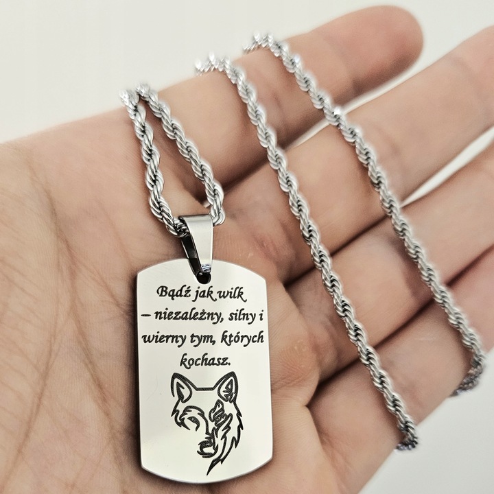 ZESTAW Srebrny nieśmiertelnik z grawerunkiem + łańcuszek srebrny 55cm WZORY