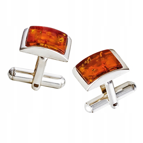 SREBRNE SPINKI mankietowe z BURSZTYNEM srebro 925 prezent na ŚLUB WESELE