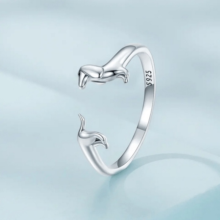 Pierścionek srebrny PIES regulowany s925 +pudełko