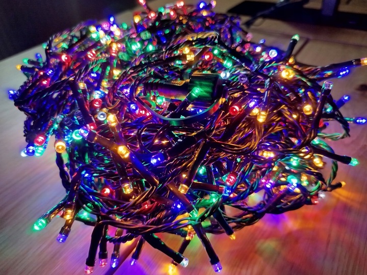 LAMPKI CHOINKOWE 800 LED TIMER NA CHOINKĘ CIEPŁY BIAŁY + FLASH ZIMNY BIAŁY