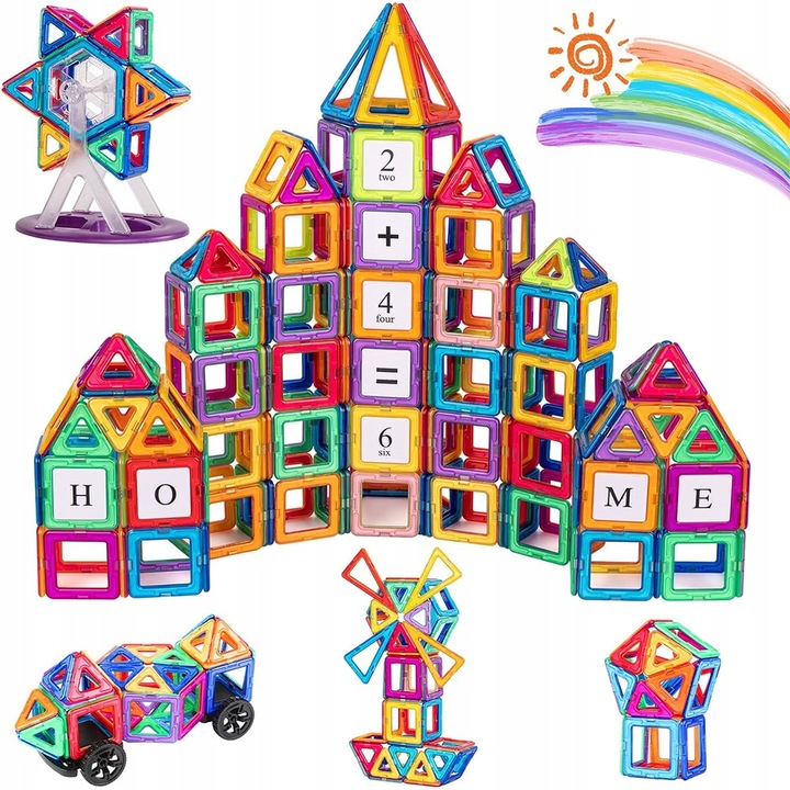 DUŻE KLOCKI MAGNETYCZNE KONSTRUKCYJNE EDUKACYJNE DLA DZIECI 3D 180ELE