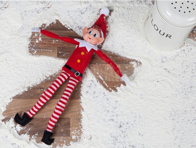 ELF PSOTNIK FIGURKA ELFA SKRZAT KRASNAL ADWENTOWY Z DRUCIKAMI PSOCI